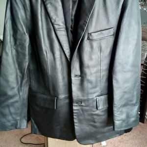 MENS Sz. 38 100% BLACK LEATHER ""ALFANI"" BLAZER